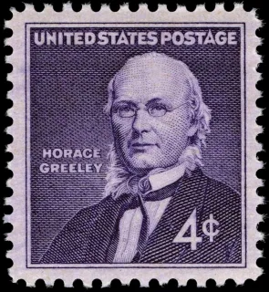 United States 1961 4¢ Horace Greeley stamp, photographed by a collector
