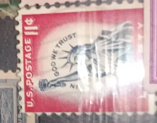 United States 1961 11c Statue of Liberty stamp, photographed by a collector