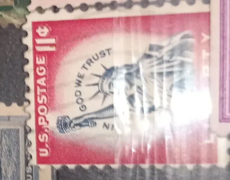 United States 1961 11c Statue of Liberty stamp, photographed by a collector