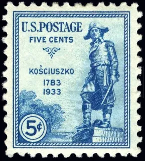 United States 1933 5c Kosciuszko stamp, photographed by a collector