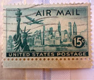 Another photo of the United States 1947 15c Airmail stamp
