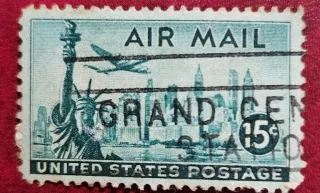 Another photo of the United States 1947 15c Airmail stamp