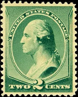 Another photo of the United States 1887 2c Washington stamp