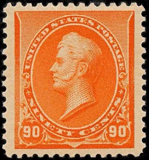 United States 1890 90c Oliver H Perry stamp, photographed by a collector