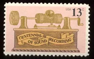 United States 1977 13 cents Soundrecordingstamp stamp, photographed by a collector