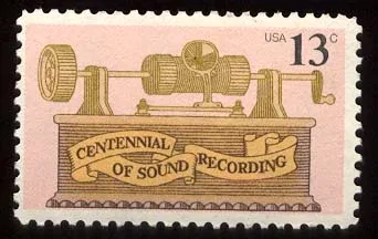 United States 1977 13 cents Soundrecordingstamp stamp, photographed by a collector