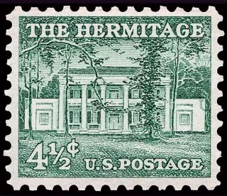 United States 1959 4 1/2 cents The Hermitage stamp, photographed by a collector