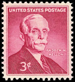 United States 1955 3¢ Andrew mellon stamp, photographed by a collector
