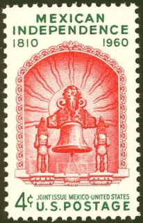 United States 1960 4c Mexican indpendence stamp, photographed by a collector