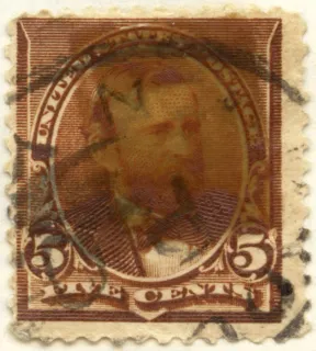United States 1890 5c Grant stamp, photographed by a collector