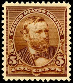 Another photo of the United States 1890 5c Grant stamp