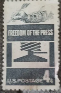 Another photo of the United States 1958 4 cents Freedomofthepressstamp stamp