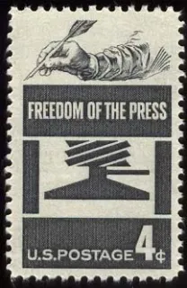 Another photo of the United States 1958 4 cents Freedomofthepressstamp stamp