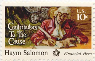 United States 1975 10 cents Haym Salomon stamp, photographed by a collector