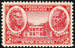 United States 1936 2c Hermitage plantation stamp, photographed by a collector