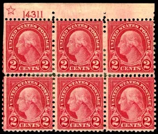 Another photo of the United States 1923 2c Regular coil waste stamp