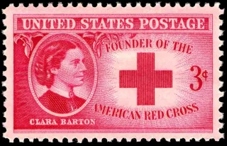 United States 1948 3c Clara Barton stamp, photographed by a collector