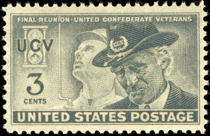 United States 1951 3c United Confederate Veterans stamp, photographed by a collector