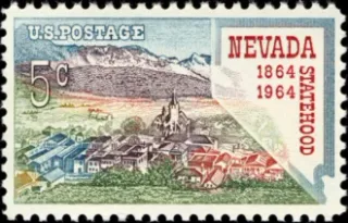United States 1964 5c Nevada statehood stamp, photographed by a collector