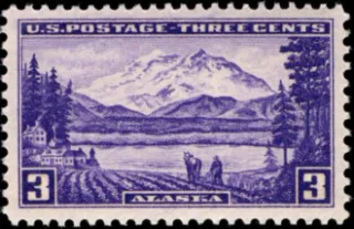 United States 1937 3 cents Alaska territory U.S stamp, photographed by a collector