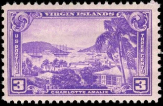 United States 1937 3 cents Virgin Islands U.S stamp, photographed by a collector