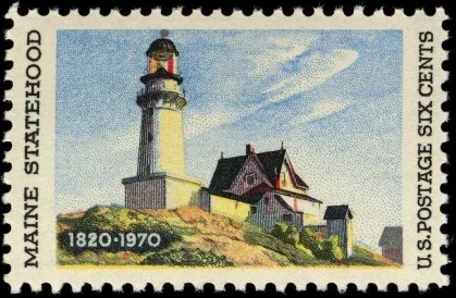 United States 1970 six cents Maine statehood U.S stamp, photographed by a collector