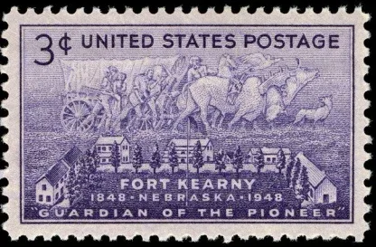 United States 1948 3 cents Fort Kearny U.S stamp, photographed by a collector