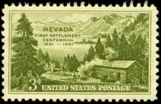 United States 1951 3 cents Nevada Centennial U.S stamp, photographed by a collector