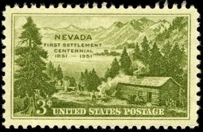 United States 1951 3 cents Nevada Centennial U.S stamp, photographed by a collector