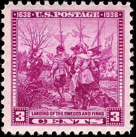 United States 1938 3 cents Swedish Finnish U.S stamp, photographed by a collector