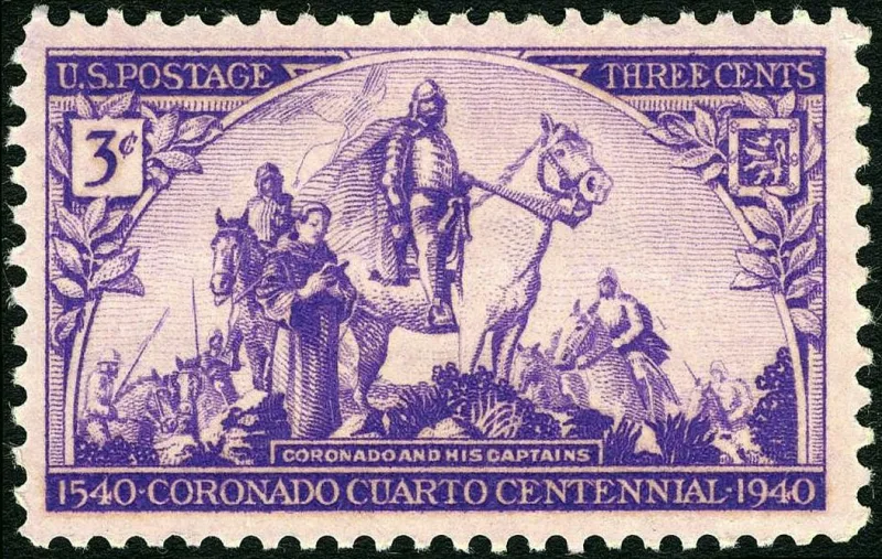 United States 1940 3 cents Coronado Expedition U.S stamp, photographed by a collector