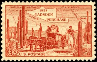 United States 1953 3c Gadsen Purchase stamp, photographed by a collector