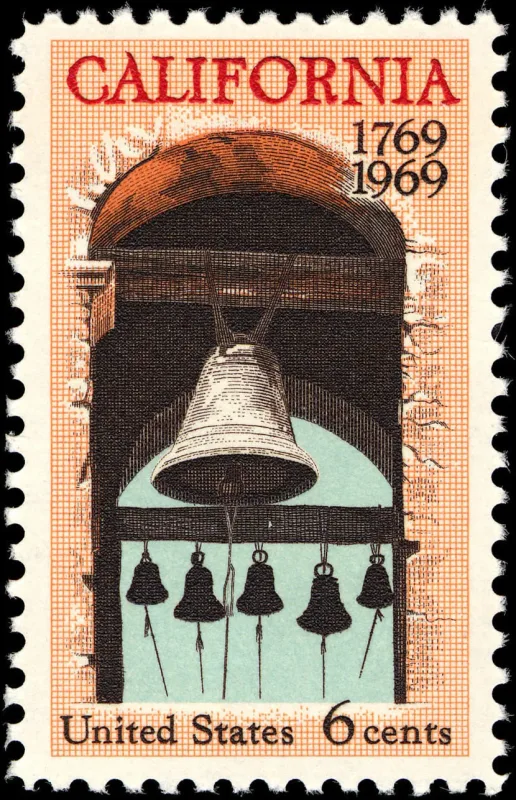 United States 1969 6 cents California settlement 200th U.S stamp, photographed by a collector
