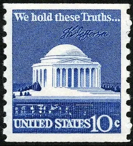 United States 1973 10c Jefferson memorial U.S stamp, photographed by a collector