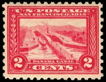 United States 1913 2 cents cent Pana Paci Expo U.S stamp, photographed by a collector