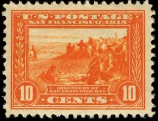 United States 1913 10 cents cent Panama Pacific Expo U.S stamp, photographed by a collector