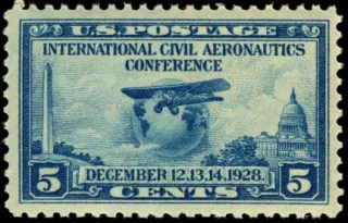 Another photo of the United States 1928 5c cent Aeronautics conference U.S stamp