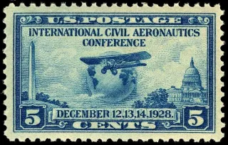 United States 1928 5c cent Aeronautics conference U.S stamp, photographed by a collector