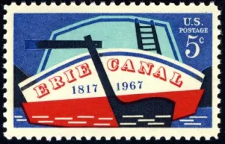 United States 1967 5 cents Erie Canal U.S stamp, photographed by a collector