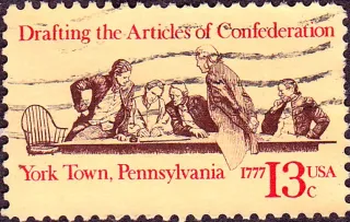 Another photo of the United States 1977 13c Articles of Confederation stamp