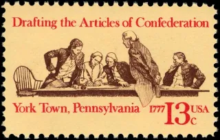 Another photo of the United States 1977 13c Articles of Confederation stamp