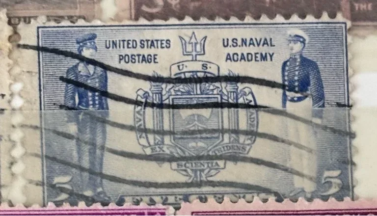 United States 1937 5c Navy U.S stamp, photographed by a collector