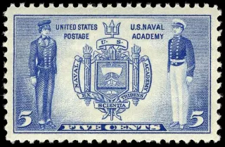 Another photo of the United States 1937 5c Navy U.S stamp