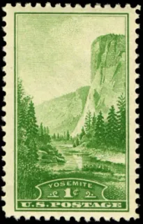 United States 1934 1c National Parks U.S stamp, photographed by a collector