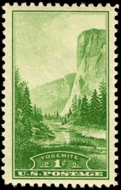 United States 1934 1c National Parks U.S stamp, photographed by a collector