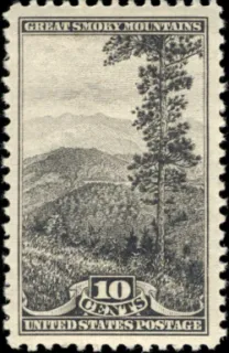 United States 1934 10c National Parks U.S stamp, photographed by a collector