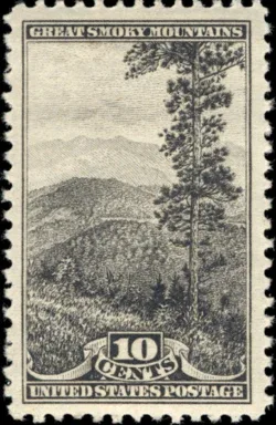 United States 1934 10c National Parks U.S stamp, photographed by a collector