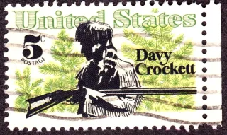 United States 1967 5c Davy Crockett stamp, photographed by a collector