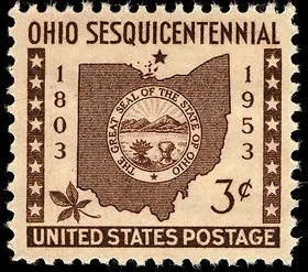 United States 1953 3¢ Ohio statehood U.S stamp, photographed by a collector