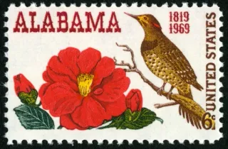 United States 1969 6 cents Alabama statehood U.S stamp, photographed by a collector